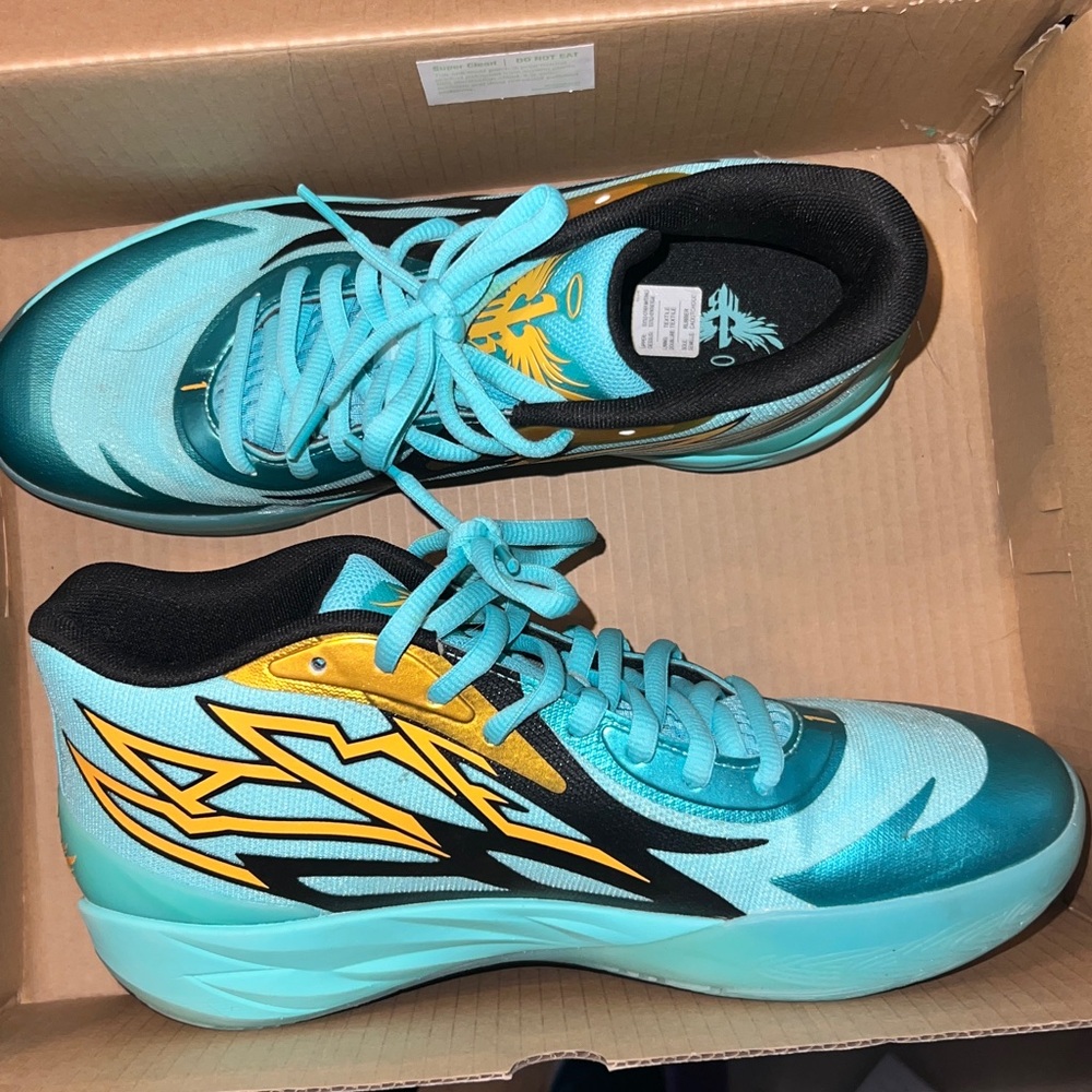 Men's Puma MB.02 Honeycomb Melo Basketball Shoes 10 Elektro Aqua 377590 01 - Picture 9 of 14